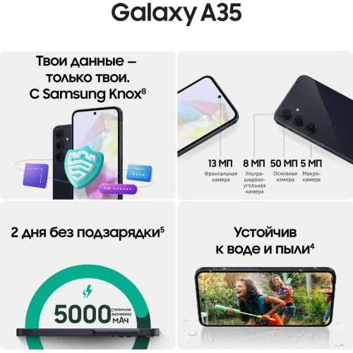 Смартфон Samsung Galaxy A35 5G 8/128 ГБ, темно-синий